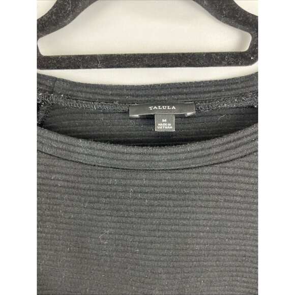 Aritzia Talula Black Ribbed Cropped Long-Sleeved Top Womens Size M - Picture 2 of 8